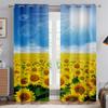 Vintage Ölgemälde Sonnenblume Blumendruck Vorhang, Fensterdekoration, Stangentasche, Schlafzimmer, Wohnzimmer, Küche 2 Stück