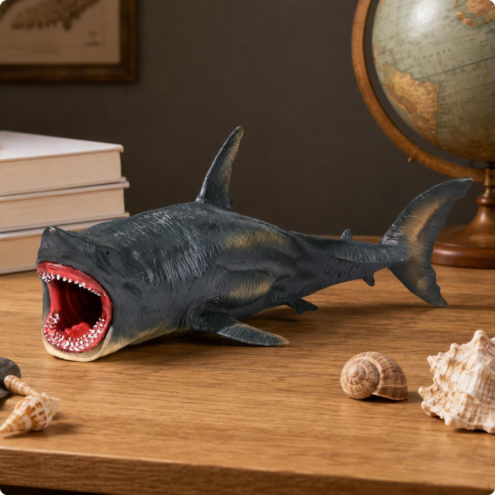 Megalodon Figurine HandPainted Figure Textured Shark 25.5CM Hollow