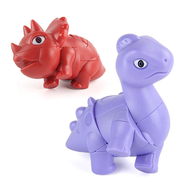 Children'S Science And Education Puzzle Dinosaur Rubik'S Cube 2-In-1 Set, Smooth Rotating Third-Order Cartoon Animal Rubik'S Cube Toy