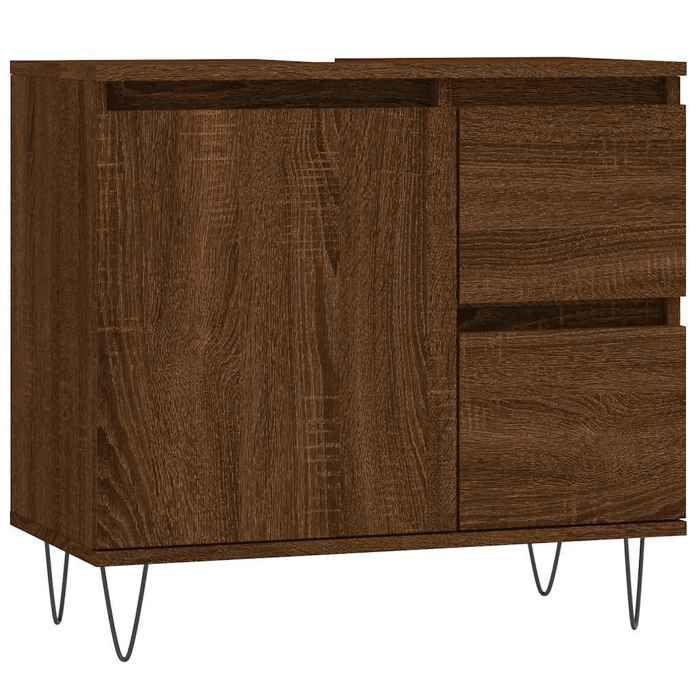 VidaXL Bathroom Cabinet Brown Oak 65x33x60 Cm Engineered Wood 831611