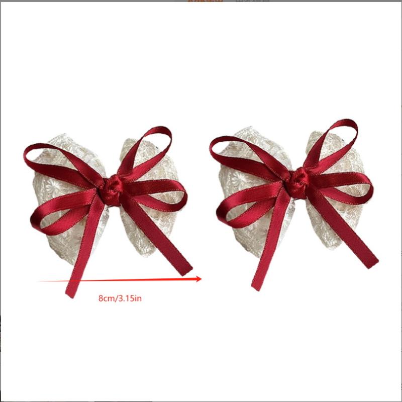 2 Pcs Blue Red Black Hair Clip Bow Hairpins Cloth Bow Side Bangs Clip Ribbon Side Hair Pins Barrettes Headwear Girls Pair Clips