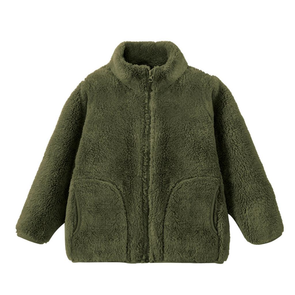 Children's Fashion Fleece-Lined Boys' & Girls' Autumn/Winter Lightweight Warm Solid-Color Coat