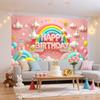 Nuxovilar Happy Birthday Banner - Large 71x43 Inch Pastel Rainbow Clouds Party Backdrop for Kids, Yard Sign, Birthday Decorations
