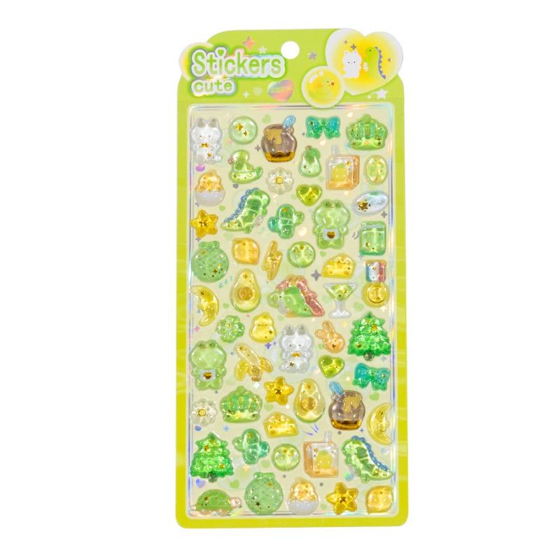 Cute Cartoon Jelly Color Scrapbook Journal Sticker DIY Decor Stationery Phone Case 3D Relief  Animal Sticker Student Supplies