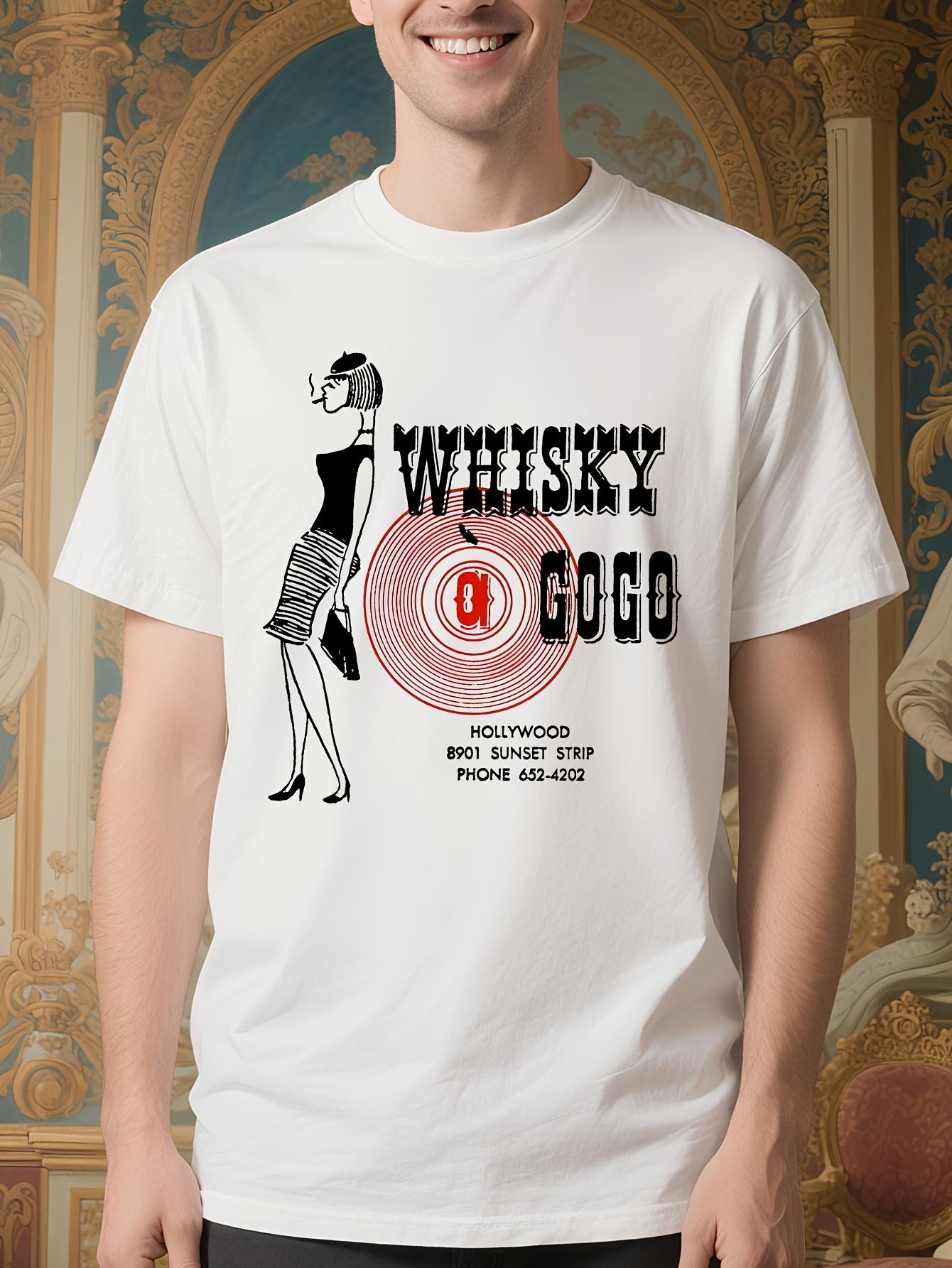 Vintage Whisky A Go-Go Poster Graphic - Retro 1950s/1960s Inspired Tee with Whisky Cup Design T-shirt XL