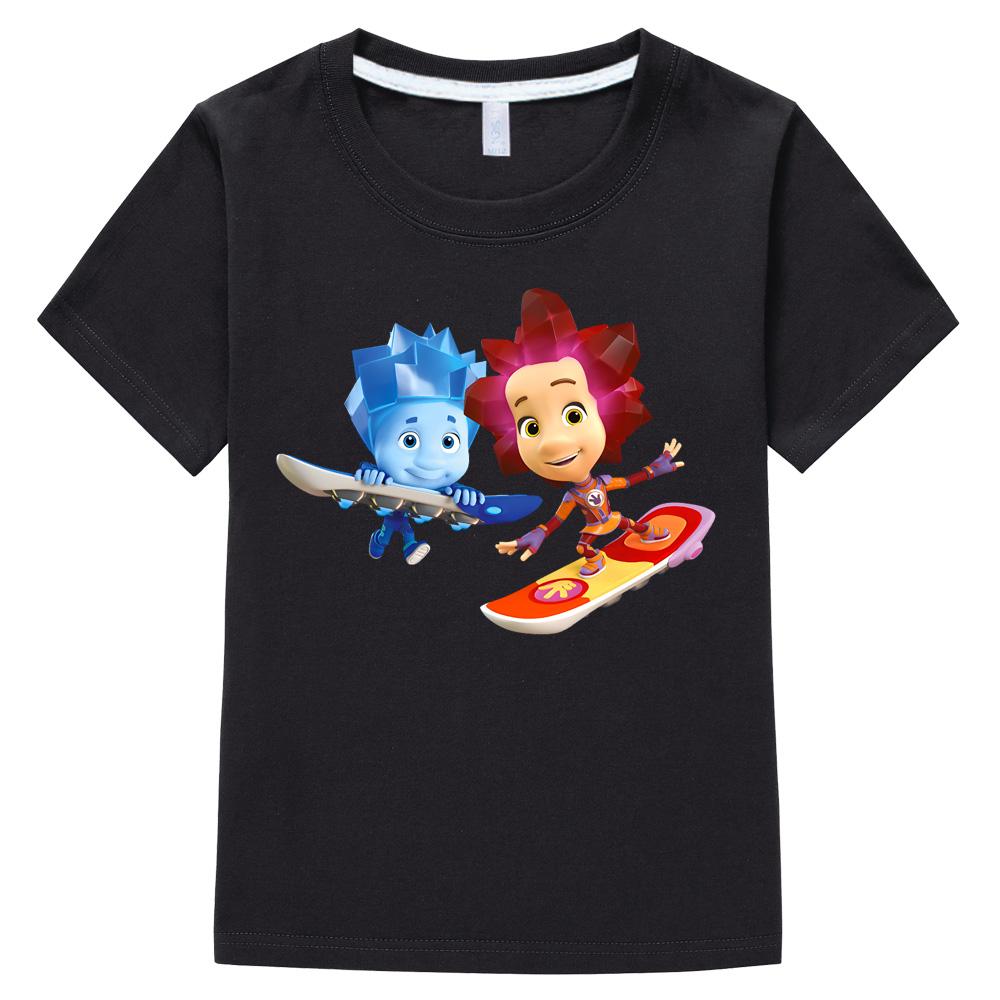 The Fixies Kawaii Summer T-shirts for Boys Tops Cartoon T Shirt Witch Wizard Funny Tshirt Girls Short Sleeves 100% Cotton Anime Tees Childrens T-shirt