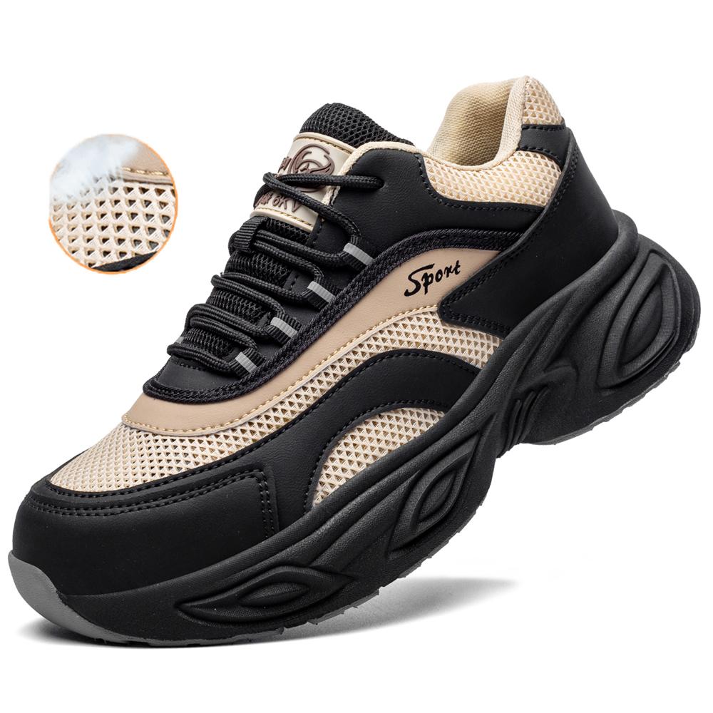 Dames 6KV Geïsoleerde Schoenen Veiligheidsschoenen met Composiet Neus Werk Sneakers Platform Beschermingsschoenen Antislip Comfort Werklaarzen Dame 35 beige