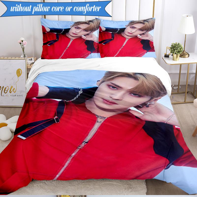 K-pop Group Stray 3pcs K-pop Music Group Bedding set,Ideal for Bedroom, Dormitory,Including Duvet Cover And 2pcs Pillowcases,Fan Gifts