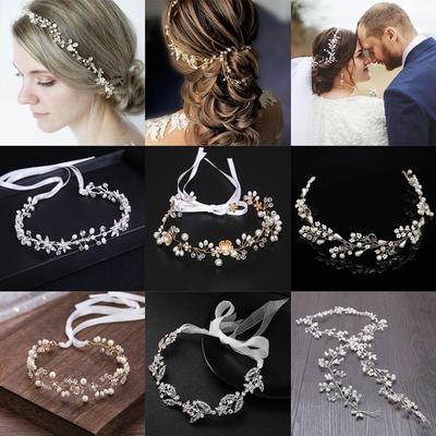 Ornaments Hair Jewelry Wedding Hair Accessories Bridal Hair Vine Bride Crystal Headband Pearl Leaf