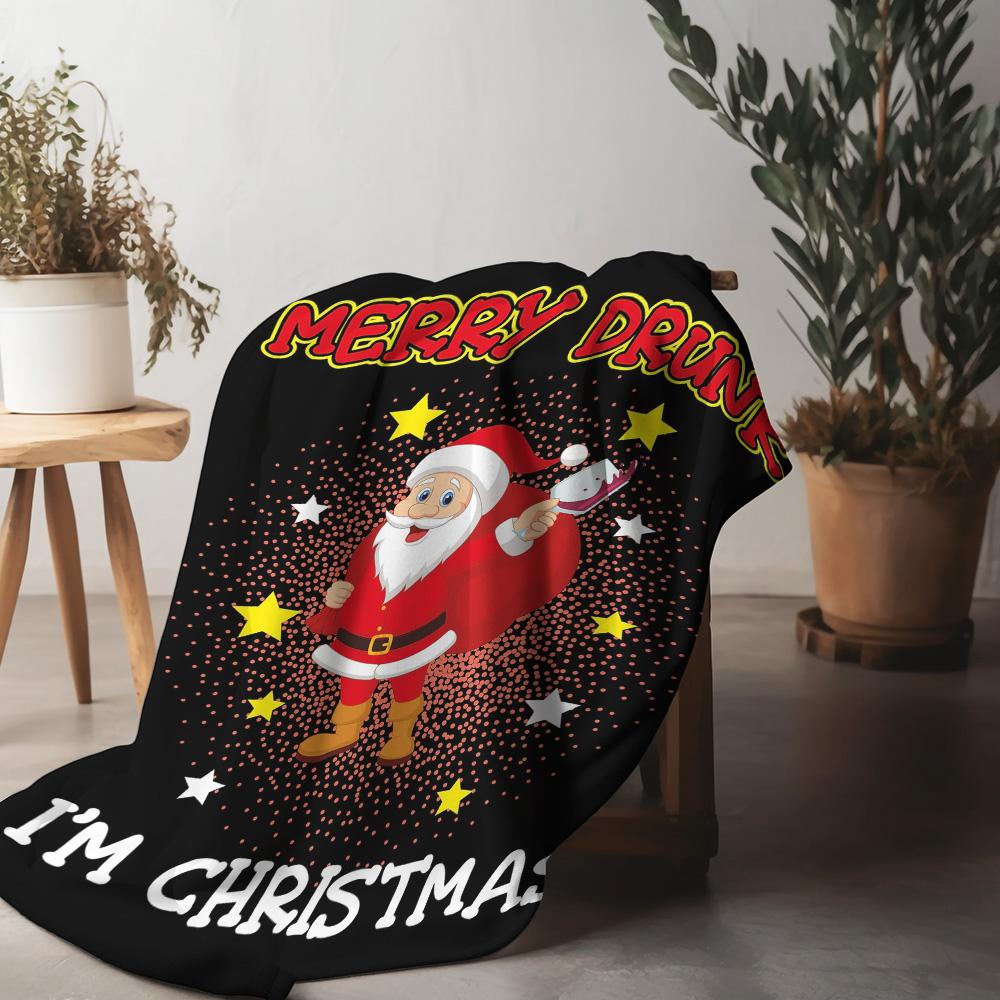 Tuniu Christmas Santa Blanket Soft Fleece Throw for Bedroom Sofa Gift Idea