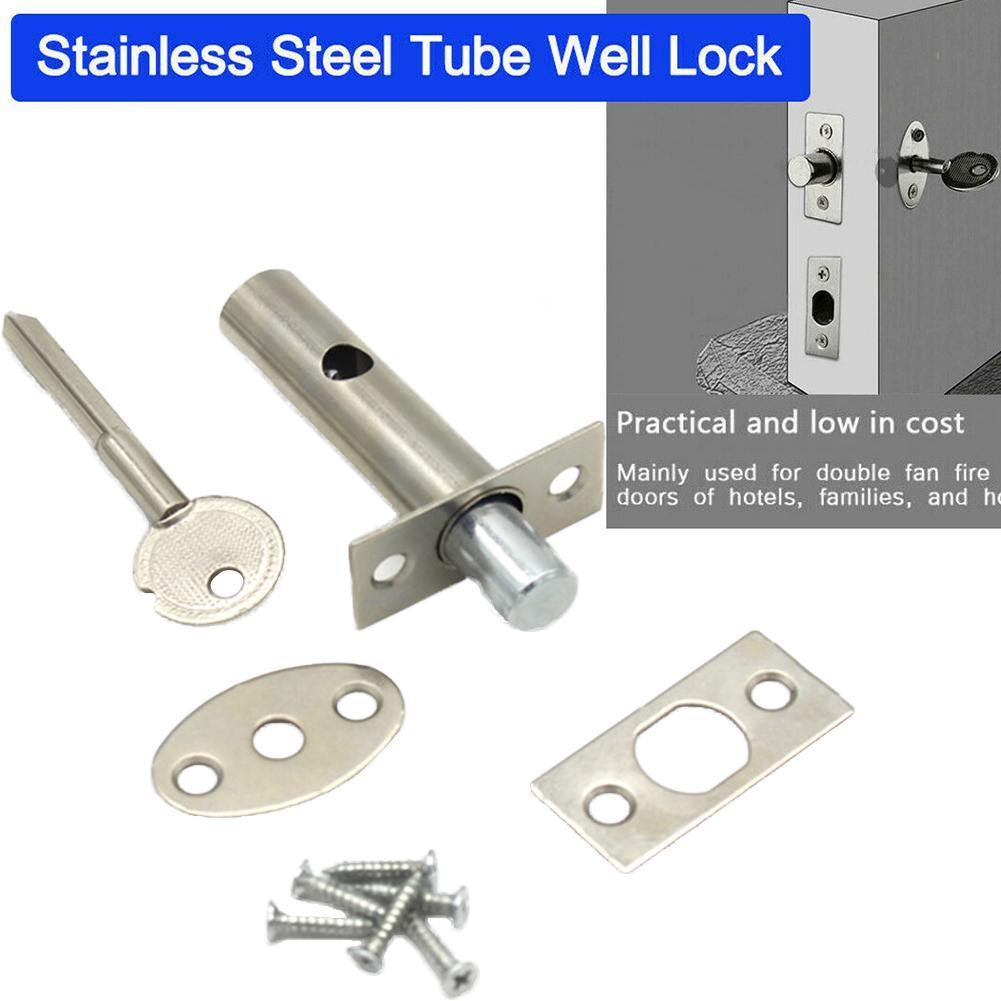 Core Hardware Pipe Tube Security Door Well Locks For Fireproof Escape Mortise Aisle Lock 1set NEW Steel Invisible Lock