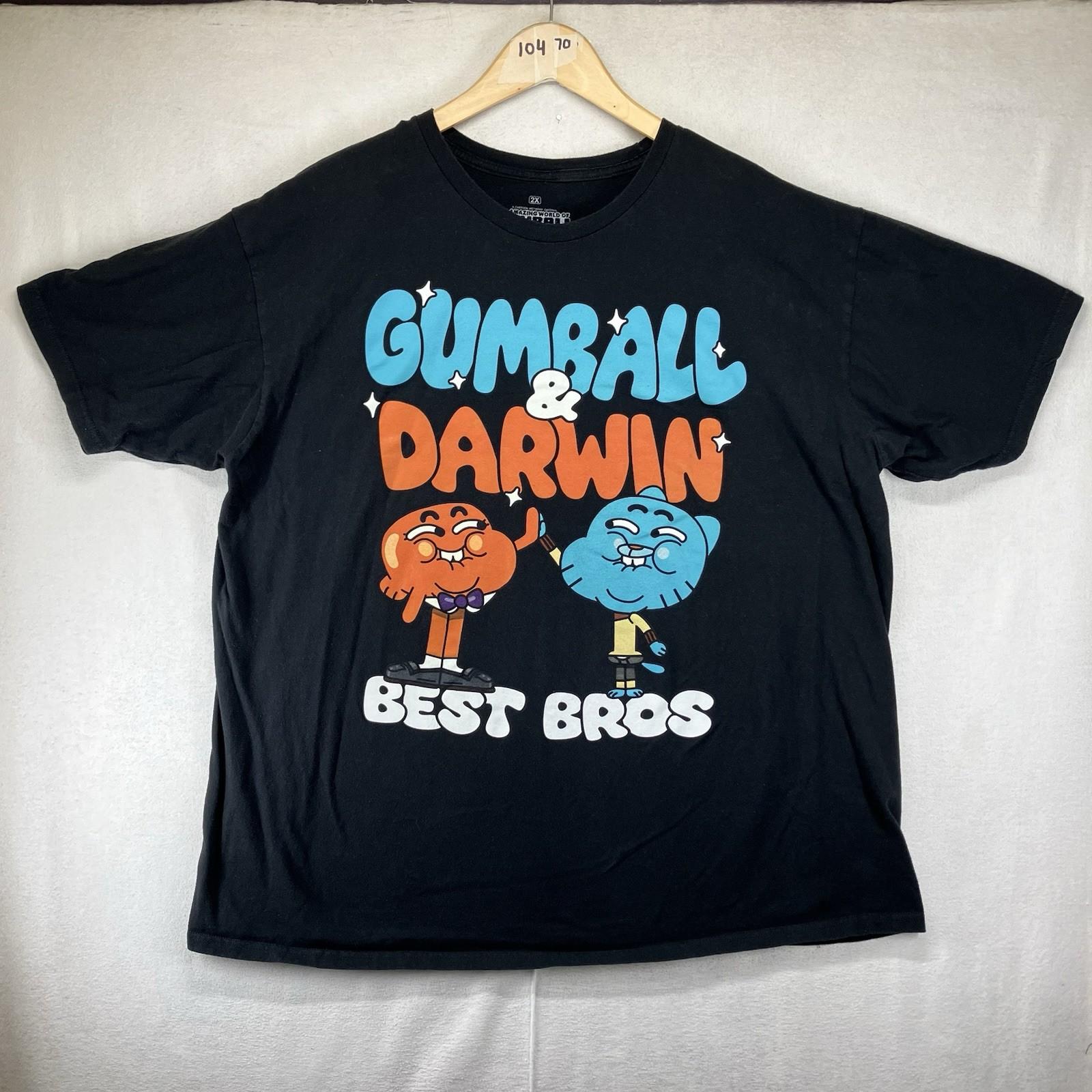 The Amazing World Of Gumball Best Bros Gumball & Darwin Black T-Shirt 2X Thin Unisex T-Shirt S