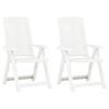vidaXL 2 Pieces Adjustable Folding Chairs Made of Plastic, White
