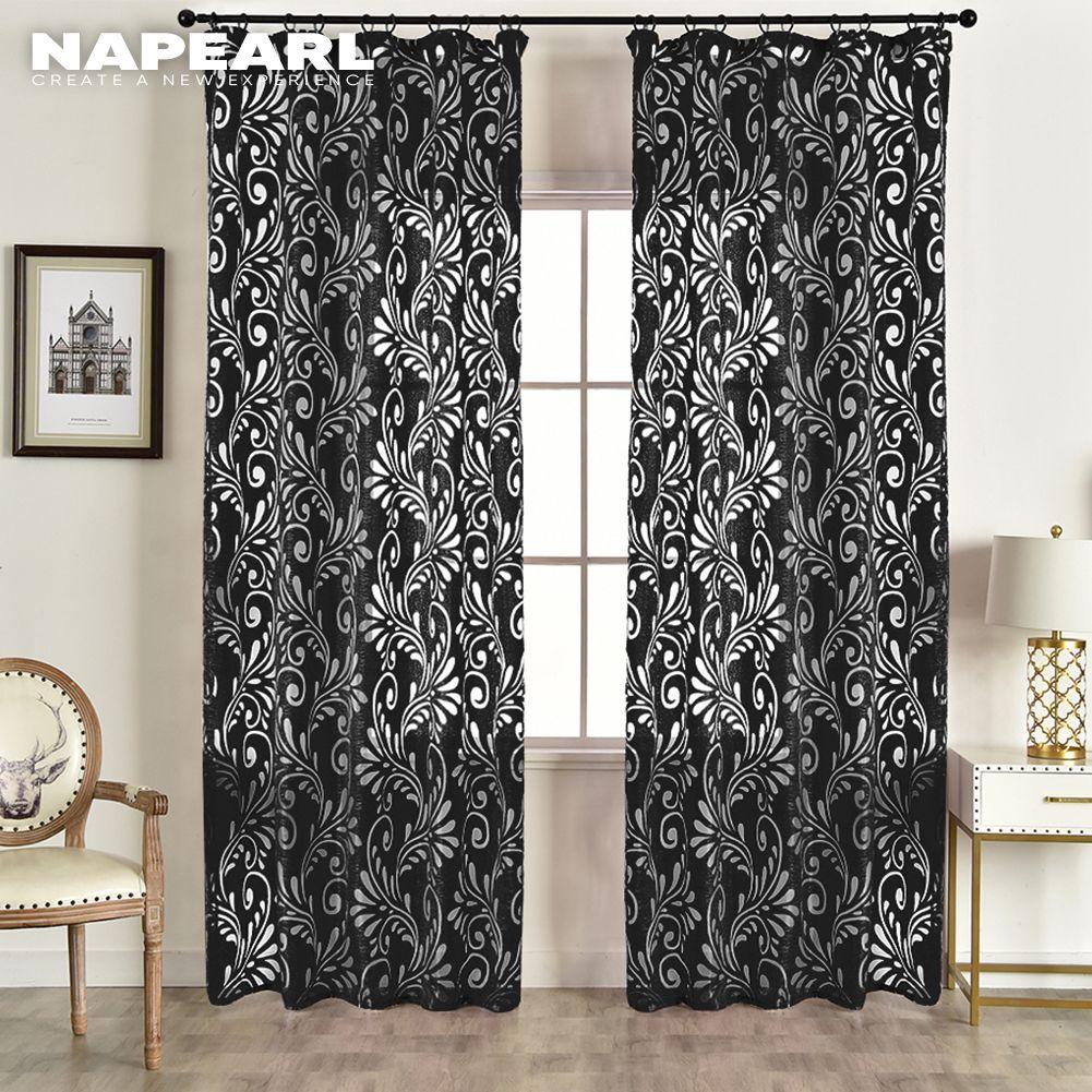 1PC Napearl Fashionable and Versatile European Retro Jacquard Solid Color Gauze Curtain for Living Room Bedroom Home Decor