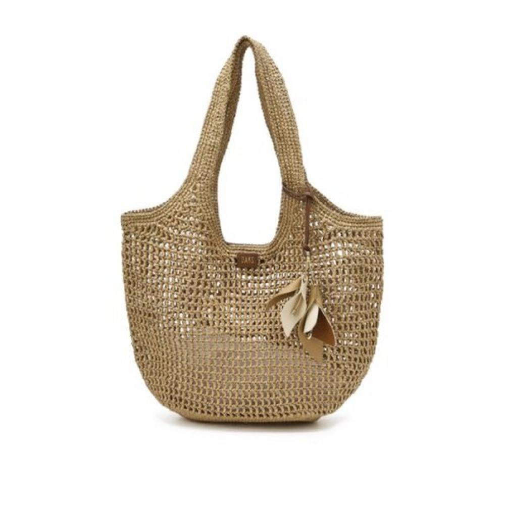 Daks Beige Raffia Twist Mesh ShouLder Bag L Dcba6e580i2
