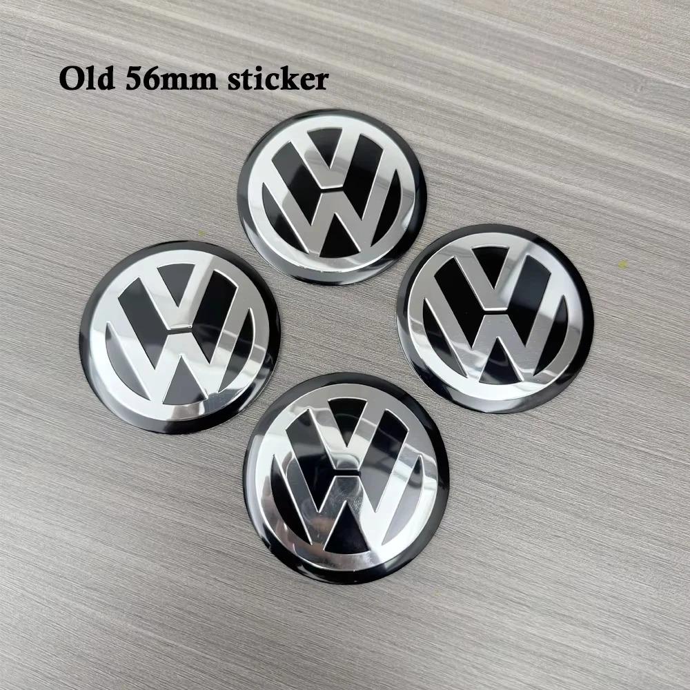 2026 For VW Car Sticker 4pcs Black silver 56mm/60mm/65mm Car Wheel Center Hub Caps Sticker Badge Accessories For VW Volkswagen R GTI G PR1