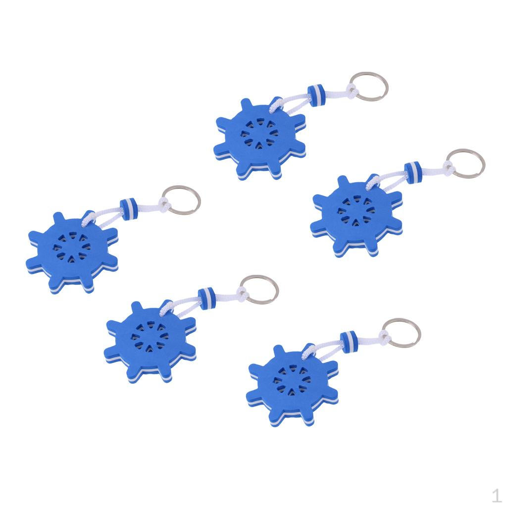 

5 Outboard Floating Keyring Sailing Kayak Ships Rudder Blue