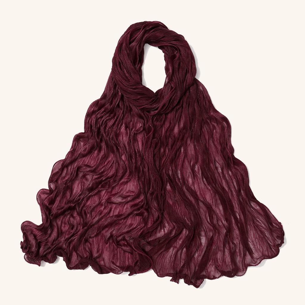 Malaysia Soft Ruffled Lurex Gauze Scarf - Breathable Spring/Summer Headscarf