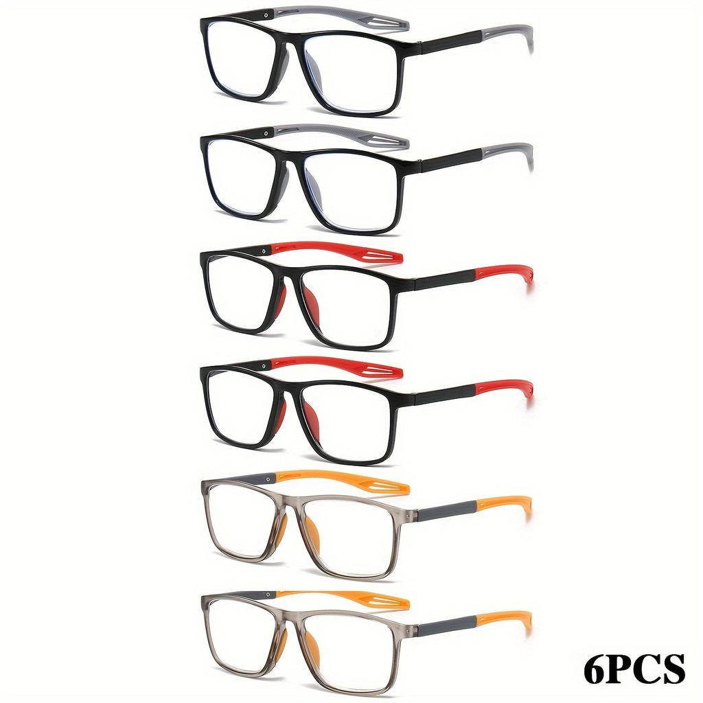 +100~+400 6er-Pack quadratische Vollrand-Lesebrillen mit modischem Kontrastfarbdesign für Damen und Herren