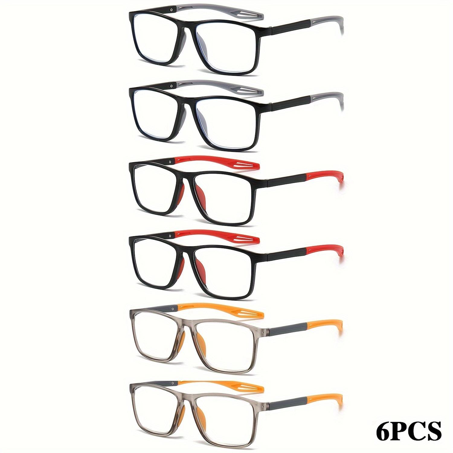 

+100~+400 набор из 6 квадратных очков для чтения в полной оправе с модным дизайном контрастных цветов для мужчин и женщин 3.5