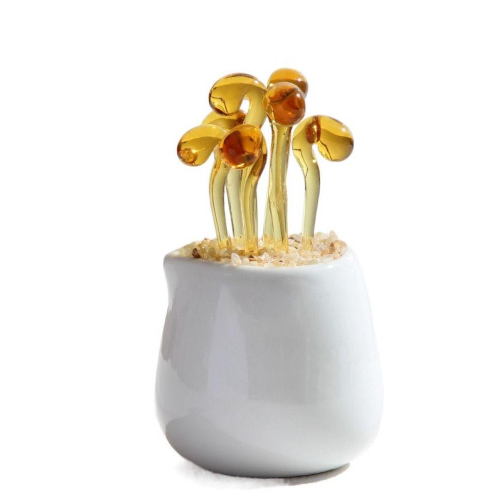 Creatieve Handgemaakte Glazen Potplanten Bloemen Ornament Platte Bodem Schattige Mini Bonsai Levendig Draagbaar Glazen Boeket Beeld Thuis
