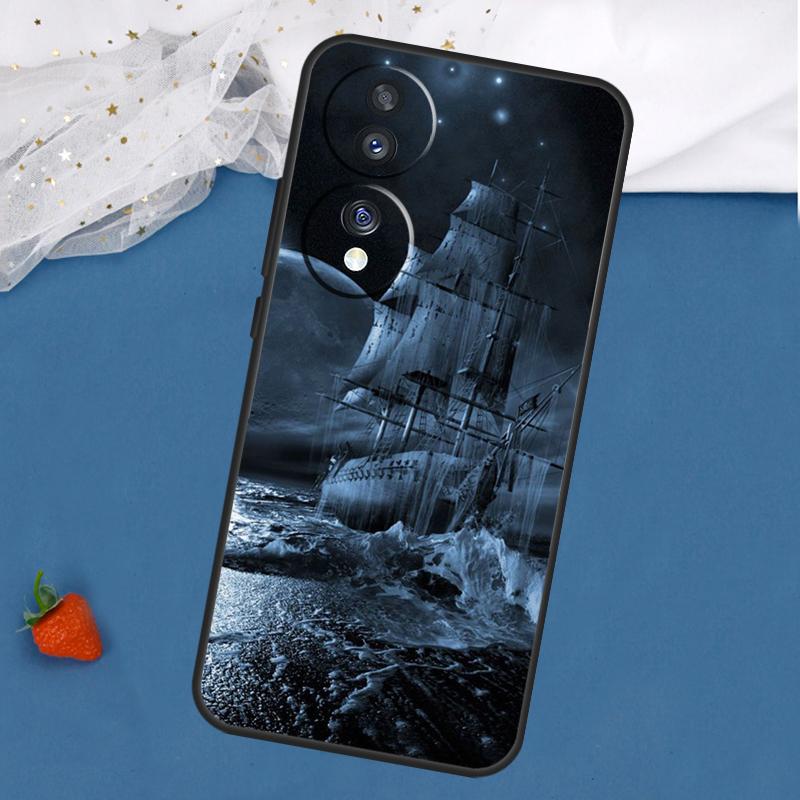 Old Ship in Sea Moon Night Case For Honor Magic 7 5 6 Lite 8 Pro 200 400 50 70 90 X8c X8b X9a X9b X9c X9d Win RT Cover