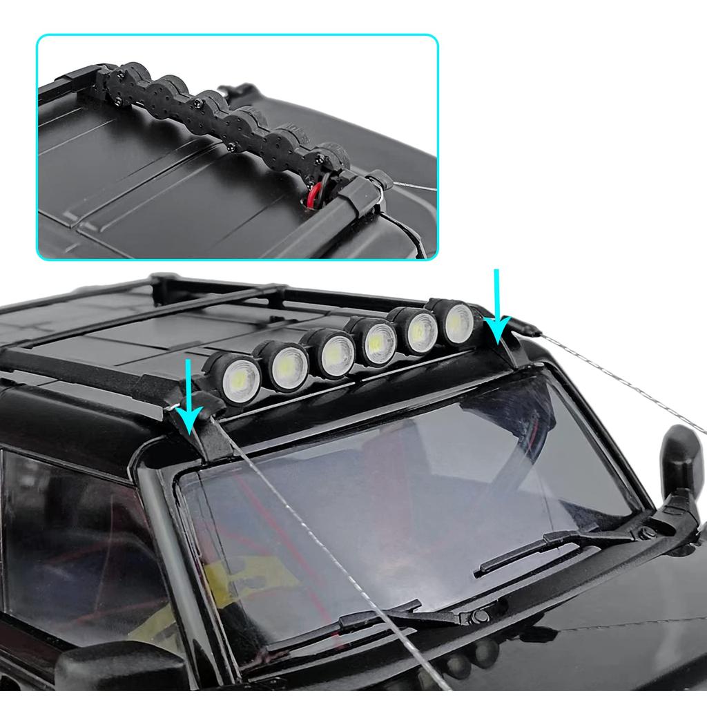 TRZX RC Roof Rack 6LED Light Bar Upgrade Parts for 1/18 TRX4M RC Crawler Car