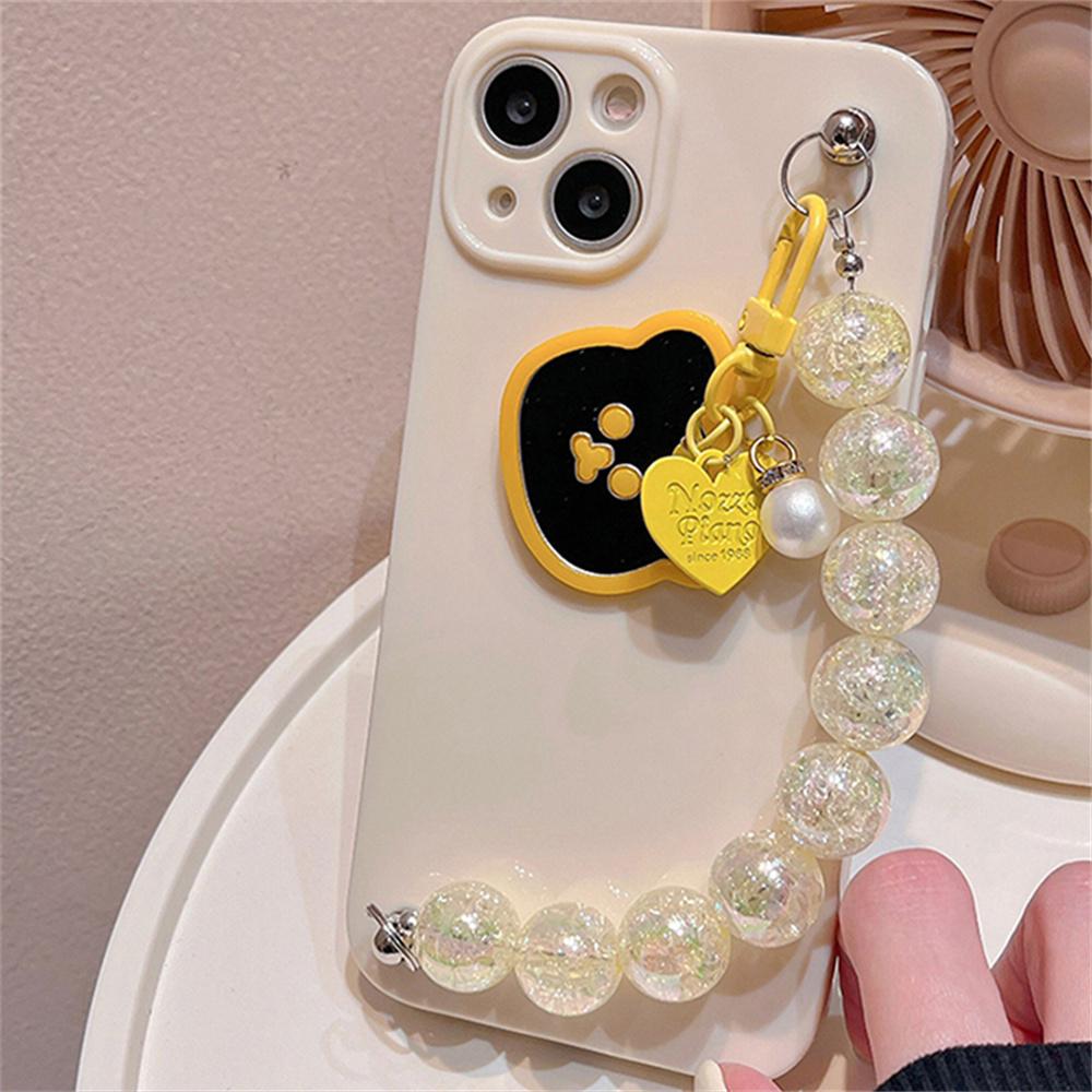 Korean Cute Bear Pearl Heart Pendant Glitter Bead Bracelet Soft Case For Iphone 14 12 11 13 Pro Xr X Xs Max Protective Cover