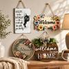 Retro Style Round Doorplate Cat Print Hanging Wooden Board New 2D Round Welcome Sign  Home Decor