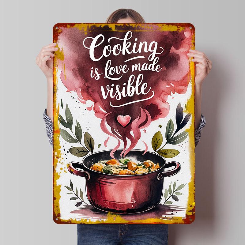 

Cooking Is Love Watercolor Art Poster Customized Wall Art Vintage Metal Signs Retro Tin Plaque for Man Cave Luxury Home Decor 20x30cm（7.8x11.8inch）