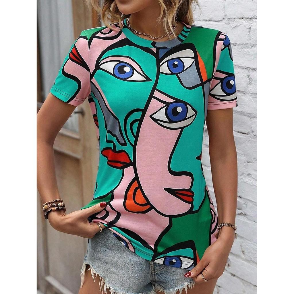 

Summer Fashion Women s T-Shirt - Stylish Casual Abstract Print 4XL