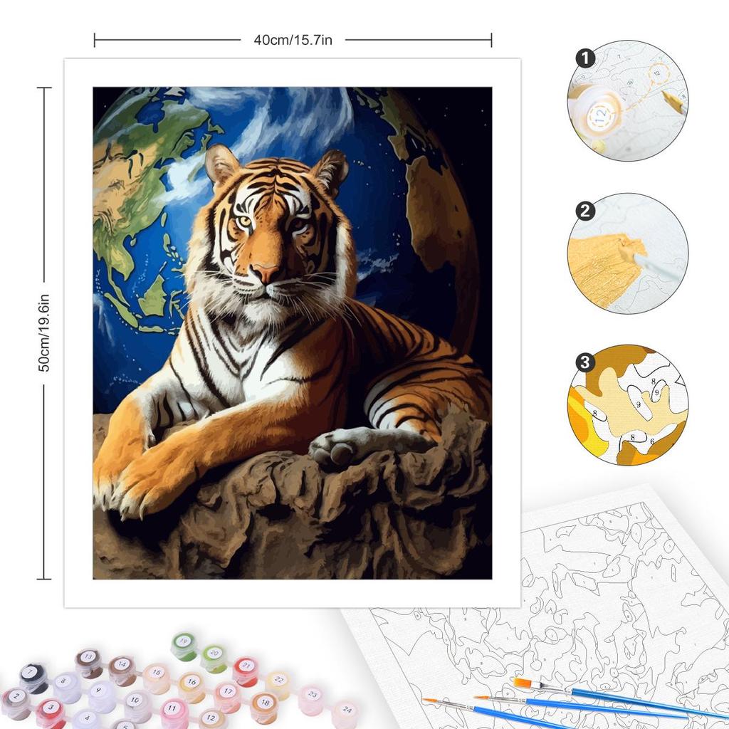 Frame Tiger Painting By Numbers For Adults Kits Animal Diy Picture By Numbers Acrylic Paint On Canvas For Home Decors 40x50cm