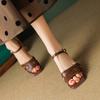 Fashion 2024 Summer Sandals Women Shoes Open Toe Chunky Heel Sandals High Heels Sandals for Women Handmade Genuine Leather Sandals