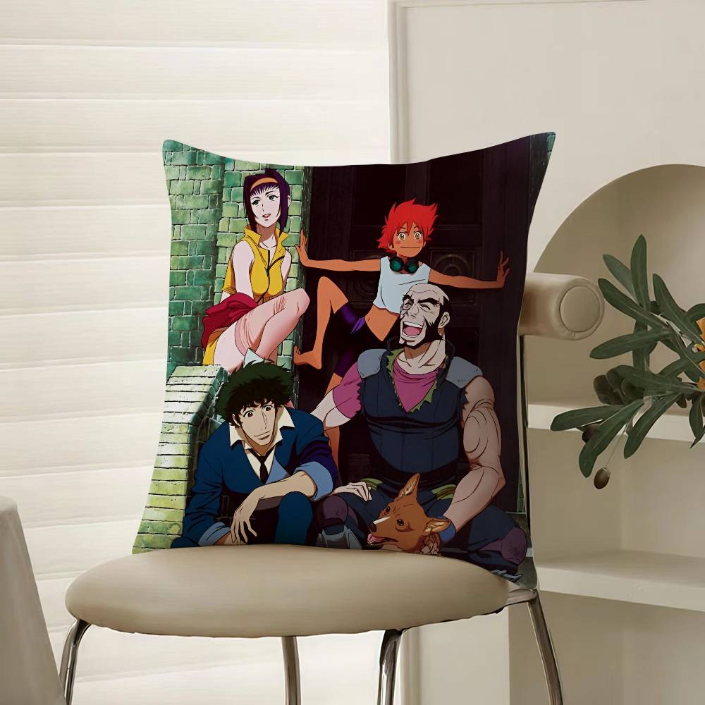 Anime Cowboy Bebop-Girl Cool Pillow Case Comfort Sofa Bed Silky elegant Invisible zipper Decorative cushion cover