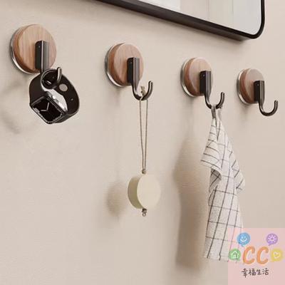 Robust Walnut Wood Door Hook No-Drill Adhesive Wall Storage