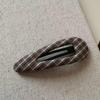 Korean Plaid Fabric BB Hair Clip, Dark Blue Retro Triangle Clip for Bangs