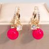 Trendy Red Imitation Pearls Drop Earrings for Women Fashion Zircon Hoop Earring Jewelry Party Accessories
