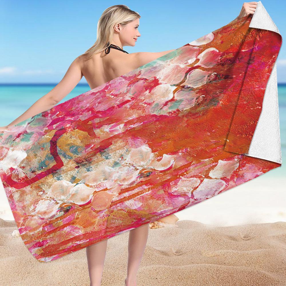 Mantra Beach Collection Digital-printed Polyester Superfine Fiber Double-sided Fleece Beach Vacation Bath Towel, Beach Towel