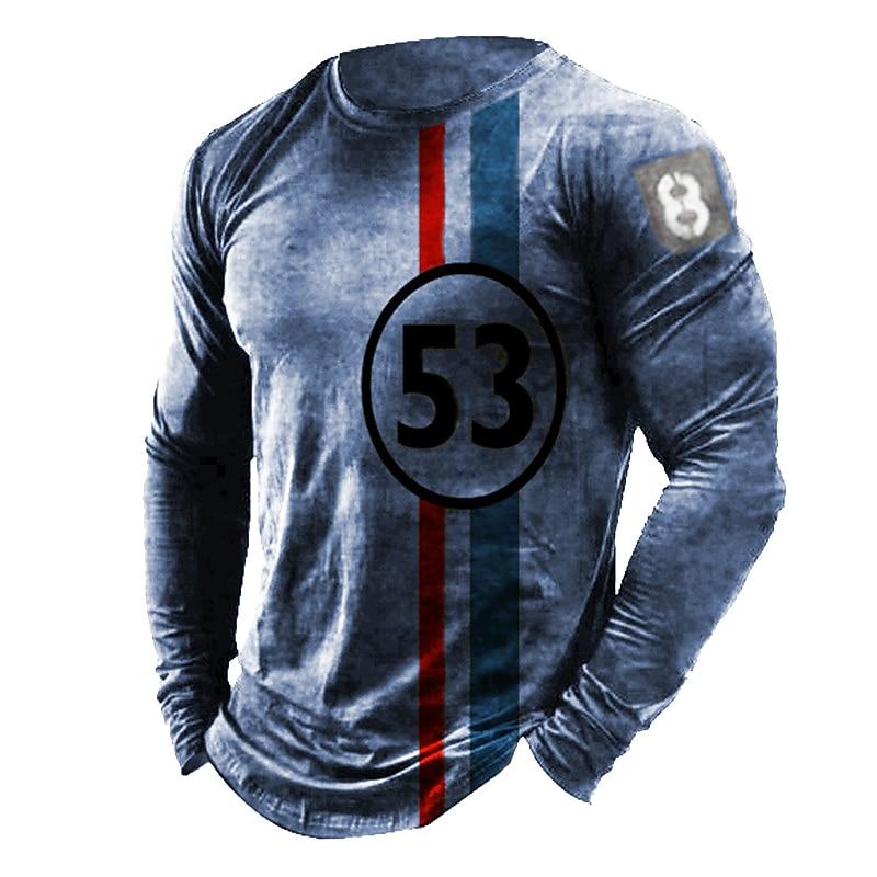 Spring and Autumn Round Neck 3D Printed Top Fashionable Casual Sports Long Sleeved Men's T-shirts