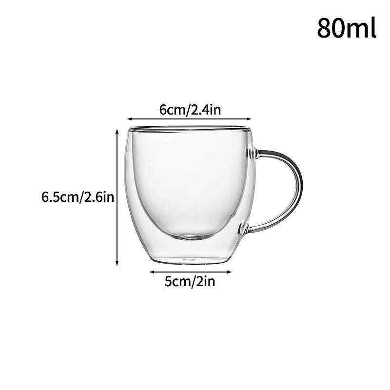 

1/2/4 PCS Glass Mug Double Wall Glass Cup Heat Resistant Coffee Cup with Handle Latte Breakfast Tea Milk Water Cup Clear Cups 1PC