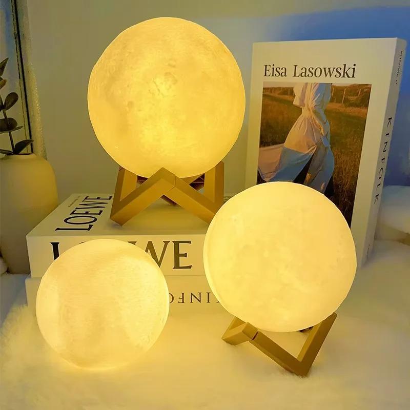 3D Moon Lamp with Galaxy Projection - 5 Color Changing LED Night Light for Kids & Teens, Bedroom Reading Lamp +Starry Sky Decor