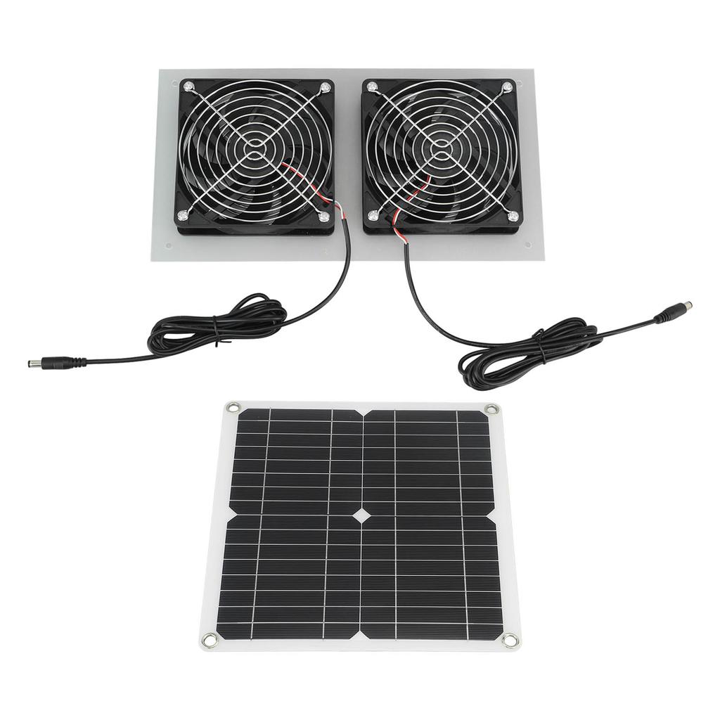 15W Solar Panel Powered Fan Efficient Solar Powered Dual Fan Kits for Chicken Coop Greenhouses Shed