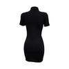 Slim Fit Short Dress High Collar Solid Color Short Sleeves Versatile Fashion Temperament