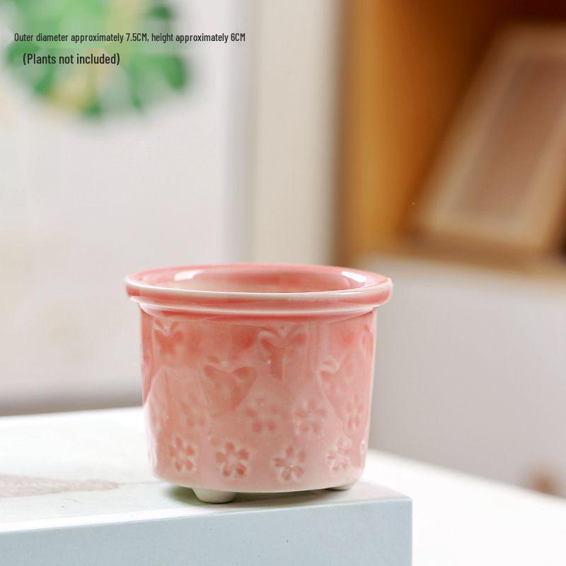 Creative Ceramic Butterfly Succulent Pot with Ice Crack Design - Breathable and Stylish Desktop Planter