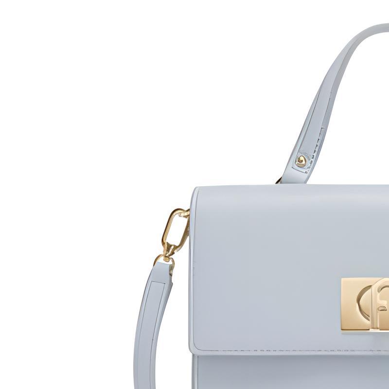 New Furla 1927 Collection Textured Leather Hobo Bag, Handbag, Shoulder Bag, Crossbody Bag Mini Women's Blue WE00235-ARE000-AR300