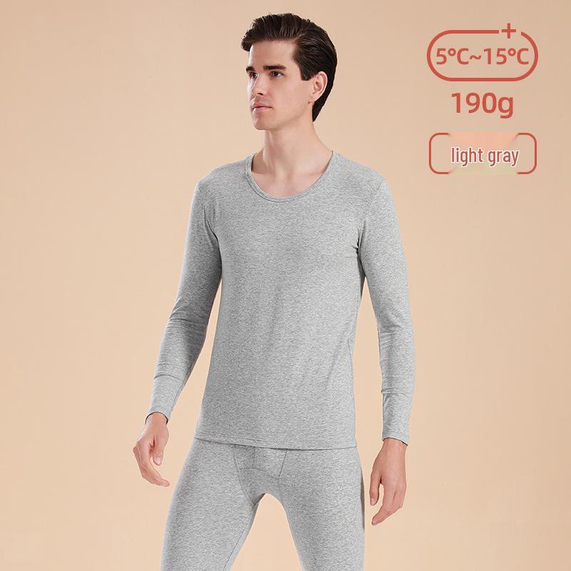 Unisex Slim Fit Cotton Round Neck Warm Underwear Set - Plus Size, Autumn/Winter