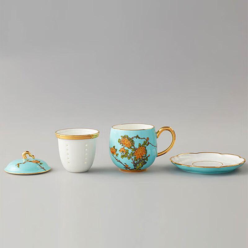 Набор керамических кружек для чая Yongfengyuan Lady Porcelain West Lake Blue с крышкой и фильтром