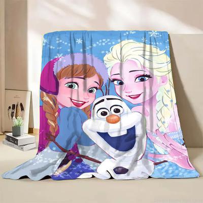 Disney Frozen Elsa Princess Flannel Kids Blanket Cartoon Cute Plush for Home Bedroom Sofa Picnic Office Cover Blanket Warm Gifts