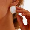 Exaggerated Brown Green White Resin Stud Earrings for Women Simple Geometric Irregular Metal Shell Earrings Exquisite Jewelry