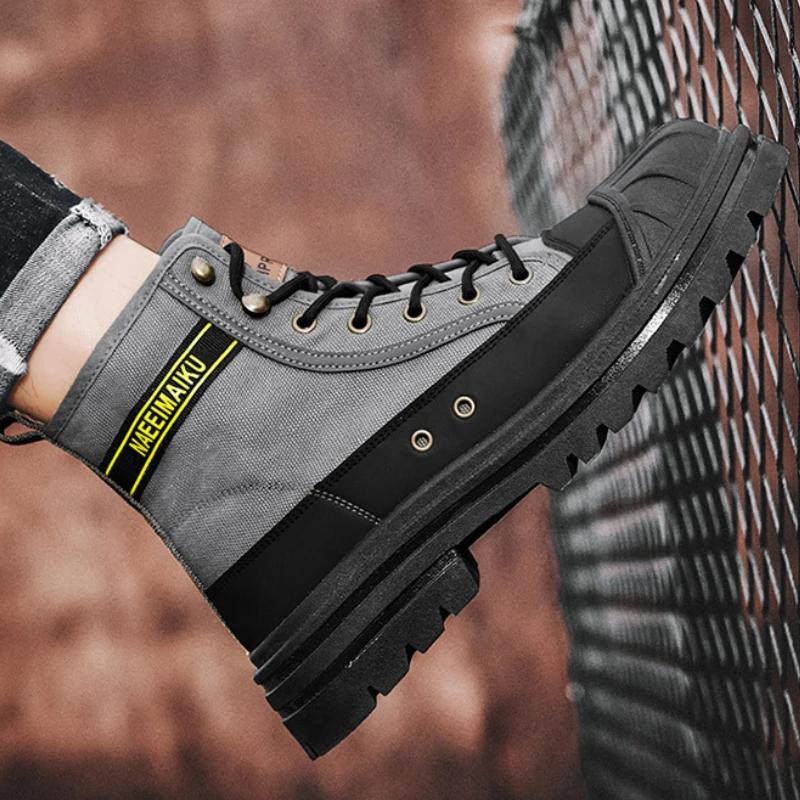Boots Men's Shell Head Workwear Boots Men's Autumn and Winter Canvas Men's Boots   Trendy Boots